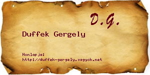 Duffek Gergely névjegykártya